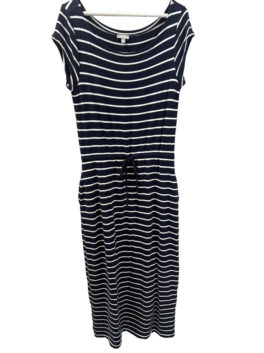 Talbots Women's Navy/White Stripe Front Tie Maxi Dress Size M Nautical Coastal